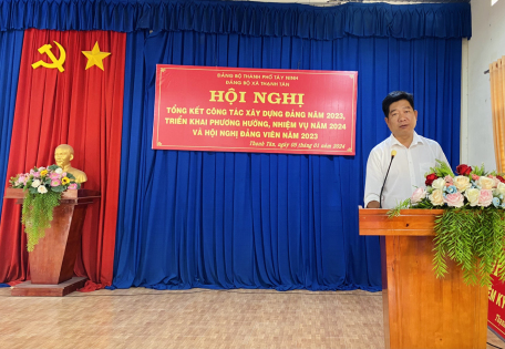 Đảng ủy xã Thạnh Tân tổ chức Hội nghị tổng kết công tác đảng năm 2023 và triển khai phương hướng, nhiệm vụ năm 2024