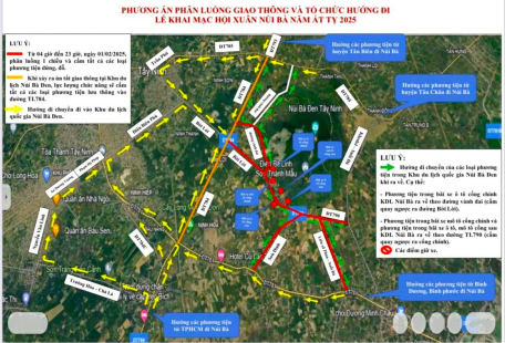 Tây Ninh: Phân luồng giao thông phục vụ Hội xuân núi Bà Đen năm Ất Tỵ 2025