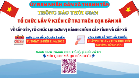 Thông báo tổ chức lấy ý kiến cử tri về sắp xếp, tổ chức lại đơn vị hành chính cấp tỉnh và cấp xã trên địa bàn tỉnh Tây Ninh